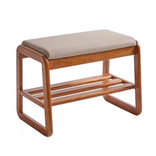 Banc à chaussures en bois massif avec coussin de rangement d'entrée