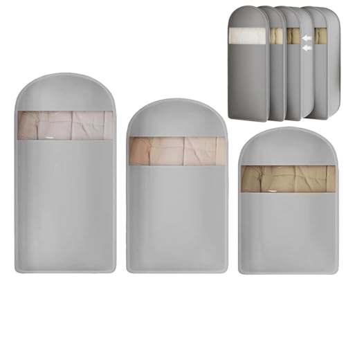 Organizador de ropa de compresión transparente e impermeable con cremallera para armario 7