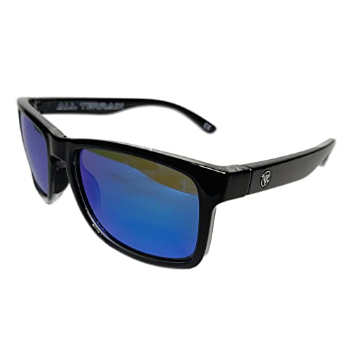 KITANKA® Gafas de Sol Polarizadas Flotantes Hombre y Mujer Proteccion UV400 Gafas de Sol Todo Terreno Clásicas para Playa Deportes Acuaticos Montaña Urbano (Montura negra y lente azul mercurio)