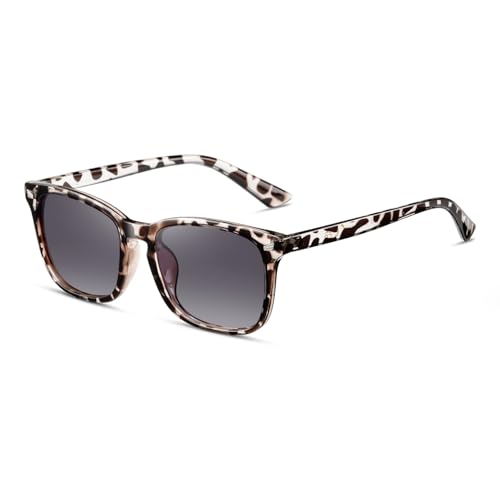 TIANYESY Gafas de sol polarizadas para hombres y mujeres - diseñadora rectangular negra anti - ultravioleta para mujeres conduciendo gafas (Marco de frijol blanco/lente gris)