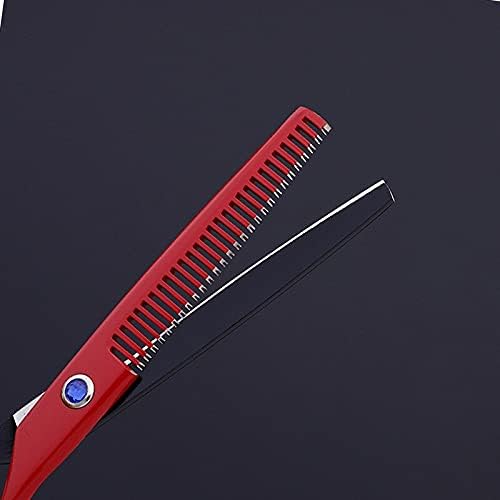 Hair Cutting Scissors, 6inch Professional Japan 440c red&black hair scissors haircut thinning barber makeup cutting shears hairdresser scissors