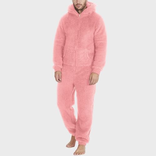 Thatrich Mens Fleece Jumpsuit Thermal Sherpa Underwear Winter Warm Pajamas Hooded Zipper Pajama Sets Lounge Pjs Plush Fuzzy2