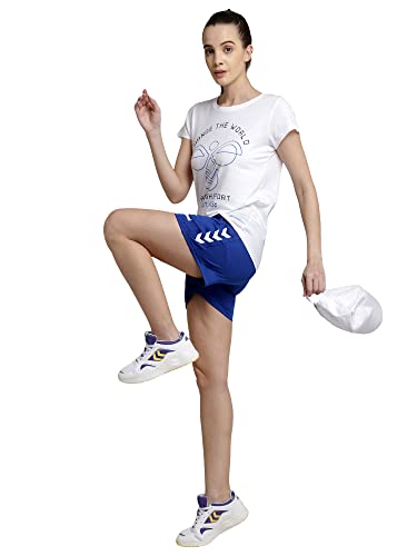 Image of hummel Evy Solid Regular fit Polyester Shorts for Women Comfortable Breathable Fabric Stretchable for Everyday Use Ideal for Yoga Training Gym Running or Performance