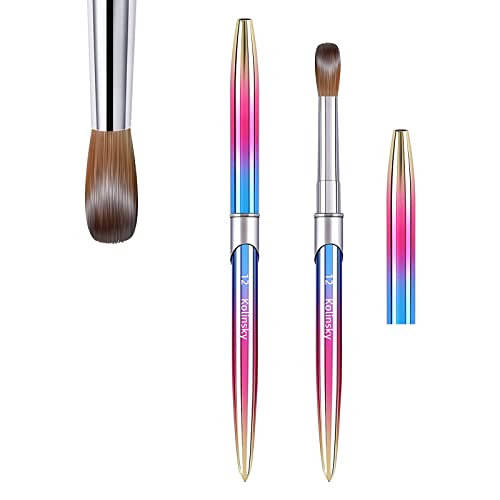100% Kolinsky Acrylic Nail Brush, 3D Pure Handmade Round Shape (Size # 6/8/10/12/14/16/18)Nail Brushes For Acrylic Application, Professional Nail Art Brush Manicure for Women (#12)