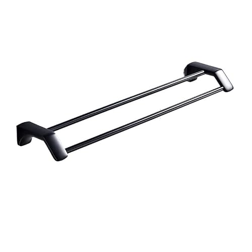 Matte Black Stainless Steel Bathroom Double Towel Shelf Rack Holder Bath Hanger Bar Rail Accessories