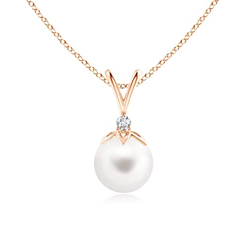 Angara 8mm Freshwater Cultured Pearl and 0.03 Ct Diamond Drop ...