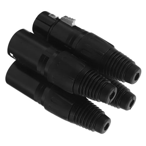 FONDOTIN 4 pièces Adaptateurs XLR Broches Connecteurs Micro Mâle et Femelle Cuivre Plaqué Argent Adaptateur Audio Stéréo Noir pour Conversion Ligne Micro et Remplacement Câble Audio