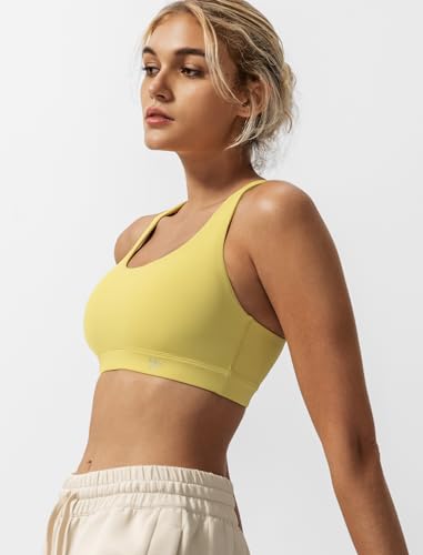 Sujetadores deportivos de yoga Yvette en color amarillo y talla XXL con espalda cruzada 4