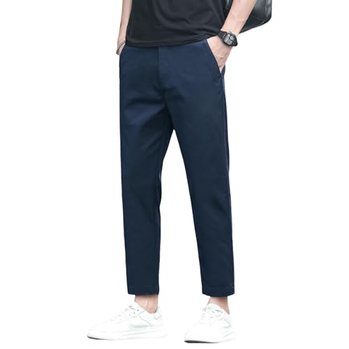 Men's Summer Thin Nine-Tenths Slim Straight Ice Silk Versatile Comfortable Casual Pants