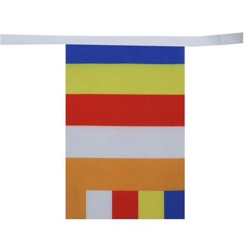 Image of AZ FLAG Buddhist 6 meters BUNTING Flag 20 flags 9'' x 6'' - Buddhism STRING flags 15 x 21 cm