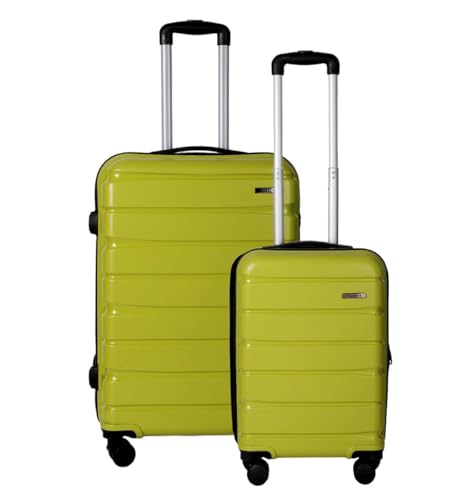 Image of TEAKWOOD LEATHERS Hardside 8 Wheels Trolley Bag, Hard Cabin Trolley Small, 65 CM Trolley Bag for Travel, Lock System 360 Degree 8 Rotating Wheel (55 CM, 65 CM, Lime Green)