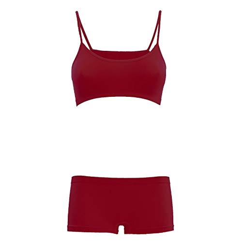 Toocool Conjunto Ropa Interior Niña, Sujetador y Pantalón Corto de Niña para Danza y Gimnasia Artística, Ropa Interior Deporte Infantil LO-TZ078 [12-14, Burdeos]
