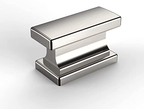 Amerdeco 20 Pack Brushed Satin Nickel Cabinet Knobs 1.46 Inch(37mm) Single Hole Cabinet Handles Rectangle Dresser Knobs Drawer Knobs and Pulls for Bathroom Cabinets