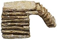 Komodo Basking Platform Corner Ramp, Small, Sandstone, Decor for Terrariums and Vivariums, Reptile Decor, Reptile Hideout, Aquarium Decor, Reptile Accessory