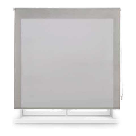 Blindecor Ara Translucent Smooth Roller Blind, Silver Grey, 110 x 175 cm, Manual Cover