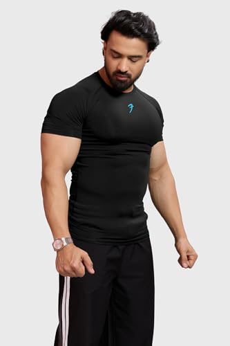 Image of FUAARK Men's Half Sleeve Compression T-Shirt - Athletic Base Layer for Fitness