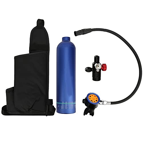 Dedepuの場合、ダイビングスキューバエアタンク、1L、アルミニウム、青、空、金属二次呼吸バルブ、酸素シリンダー