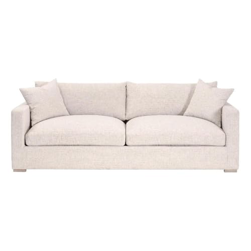 Pemberly Row Outdoor 91 Track Arm Sofa, Off White Shapiro-Sand, Marine Grade Plywood and Accoya Wood Frame, LiveSmart Upholstery, Removable Cushions, Spacious Patio or Open-Air Living Space Seating