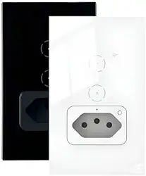 Interruptor Wifi Inteligente 2 Botões Touch Com Tomada Alexa