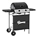 Outsunny 2 Burner Gas BBQ Trolley with Lid, 5.6 kW Gas Barbecue Grill with Wheels, Side Shelves, Grey