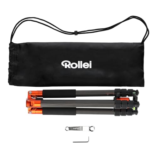 Rollei C6i Tripode Camara Naranja, 172cm Trípode Carbono Fotografia de Viaje Portátil Arca Swiss con Cabezal Esférico 360° y Función de Monopié Camera Tripod para DSLR con Soporte para Teléfono - imagen 8