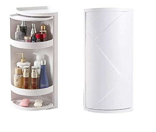 GALAXGO Multifunction Wall-Mounted 360 Degree Rotating Bathroom/Kitchen/Home Corner Shelf 3 Layer Storage Rack Cosmetic Storage Cabinet