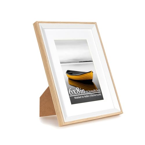 Baoee 15x20cm Eiche weiß Zweifarbiger Bilderrahmen mit 10x15cm...