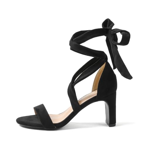 Amoji Women 3 Inch Strappy Heels Lady Heeled Sandal Strap Up Wedding Party Shoes 3332