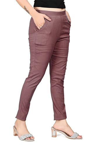Image of Women's Cotton Lycra Regular Fit Casual Pant