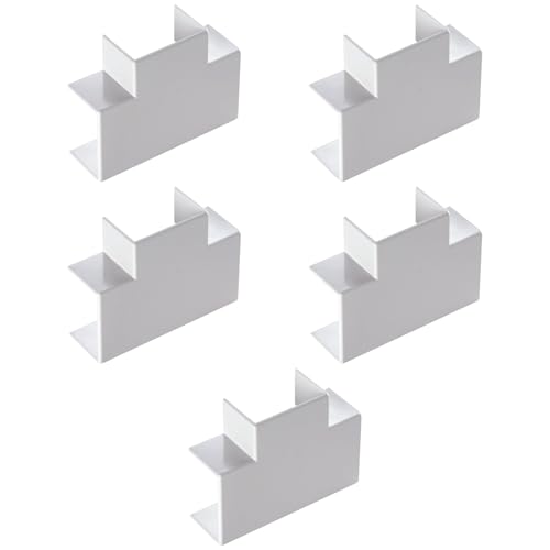 Confezione da 5, Giunto a T per minicanalina 20x10mm, bianco, in PVC, tecnopolimero ad alta resistenza, mini canaline, canale per cavi elettrici
