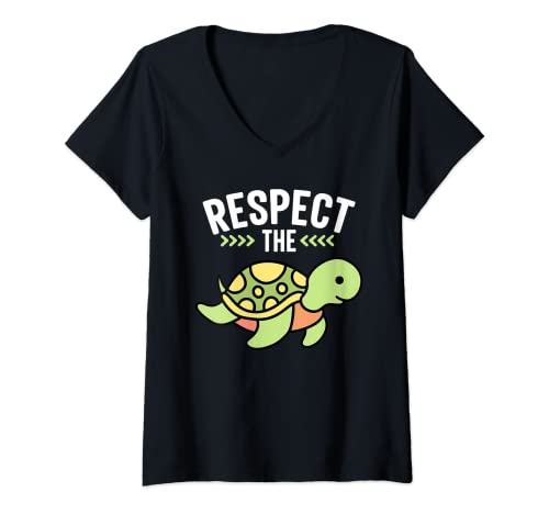 Donna Rispect The Turtle I Sea Turtle I Turtle Lover I Kids Turtle Maglietta con Collo a V