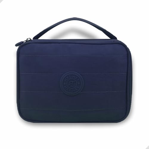 Estojo Escolar Box Grande com 2 Compartimentos 3 Abas para Canetas e lápis Em Poliéster 15x23cm Várias cores (Azul)