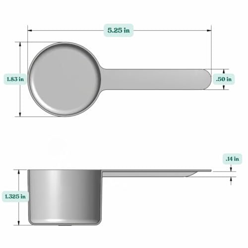 Image of 48 mL (48 CC | 1.62 Oz.) Long Handle Plastic Measuring Scoop for Coffee, Protein Powder, Pet Food, Spices, Grains, Dry Goods - Food-Grade BPA-Free (Pack of 5)