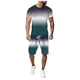 Sportanzug Herren Hipster 3D-Tintenstrahl Sport Kurz Jogginganzug 3D Geometrie Abstrakt Bedruck Trainingsanzug Sommer Rundhals Kurzarm T-Shirt Große Größen Freizeit Zweiteiliger Anzug