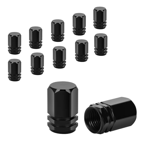 DISGIAN Tire Valve Caps,10 Pack Universal Air Valve Car Tire Valve Stem Caps Wheel Valve Covers Leak-Proof Air Protection Cap Fits Cars, Trucks, Bikes, Motorcycles, Bicycles (Black)