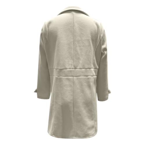 Abrigo Lana Mujer Invierno Color Liso diseño de gabardina larga para otoño e grueso un solo pecho corte regular, manga Casual Abrigos estilo sin esfuerzo - imagen 4