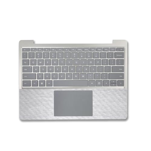 Image of MightySkins Carbon Fiber Skin Compatible with Microsoft Surface Laptop Go 3 (2023) Full Wrap Kit - Brushed Aluminium | Protective, Durable Textured Carbon Fiber Finish | Made in The USA
