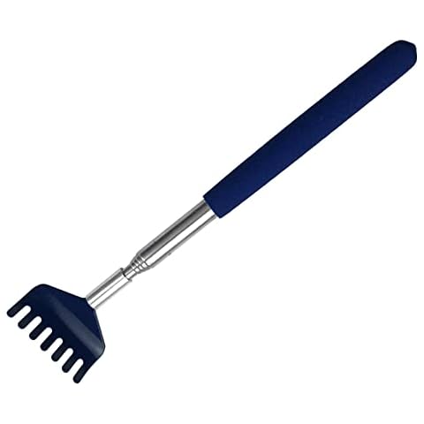 GmeDhc Back Scratcher, Back Scratcher for Women Men, Portable Extendable Back Scratchers, with Soft Rubber Handles, Stainless Steel Telescopic Rod, Backscratcher for Eliminating Back Itching, Blue Cover