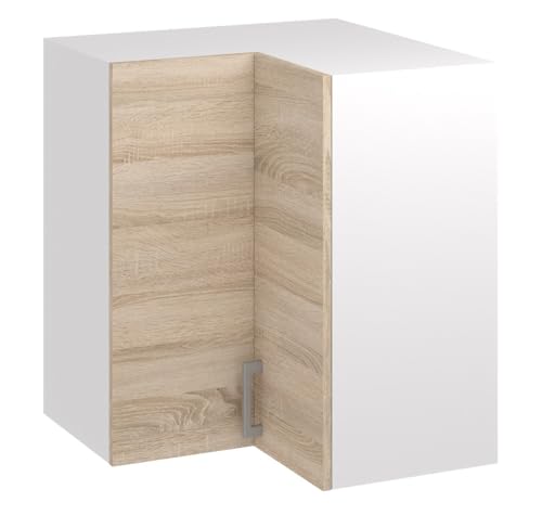 roe furniture Hängeschrank Eckschrank 65 cm - Küchenschrank - Küchenmöbel - Küchenunterschrank - Schrank Küche - Küchenschränke Einzeln Licht Sonoma