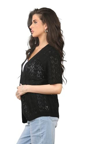 Image of Loxdonz Women's Short Sleeve Cropped Cardigan Sweaters Open Front Bolero Short Shrugs for Women