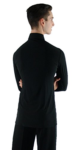 Ms962 Black Mens Ballroom Smooth Rhythm Latin Dance Shirt (15.5" Long) #TOP3