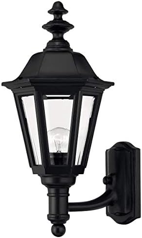 Hinkley Manor House Medium Outdoor Wall Mount Lantern, SelectALite: Medium or Candelabra Bulbs, Aluminum, Clear Beveled Glass Panes, Estate Series, Black Finish