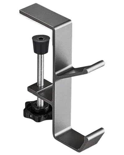 ELUXION Tischhalterung mit Doppelhaken I Klemmhalterung aus eloxiertem Aluminium für Taschen, Rucksäcke, Jacken & Kopfhörer I Schreibtischhaken für Homeoffice, Büro & Gaming Setup I anthrazit