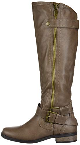 Rampage Women's Hansel Zipper and Buckle Knee-High Riding Boot,Taupe,7.5 B(M) US Regular Calf
