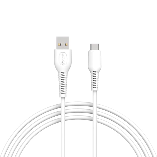 Image of UTRAX 36W USB-A to Type-C Fast Charge & Data Sync USB C Cable, Durable PVC Charging Cord for Android Smartphones, Tablets & Type-C Devices, 180 Days Warranty (White, 100, Centimeters)