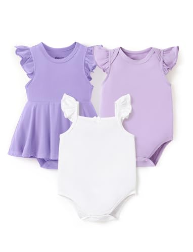 Image of PATPAT Baby Bodysuits 3-Pack - Soft Bamboo Viscose Summer Outfits for Newborn Infant Boy and Girl