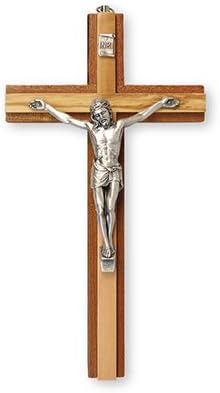 Biblegifts Crucifix 6" 15 cm Jesus on Wooden Cross Hanging Religious Christian Worship Symbol Mahogany & Olive Wood in Gift Box - Image 3