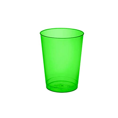 Party Essentials Hard Plastic 10-Ounce Party Cups/Drinking Glasses/Tall Tumblers, 100-Count, Neon Green