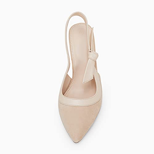 Coutgo Women's Pointed Toe High Heels Slingback Bowknot Formal Pumps Dress Shoes3