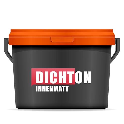 DICHTON Matte Innenwandfarbe 2,5l in Anthrazitgrau - Wand & Deckenfarbe, Innendispersion Wandfarbe abriebfest, tropf & spritzfrei, hohe Deckkraft, ökologisch, lösemittelfrei - InnenMatt D.70W